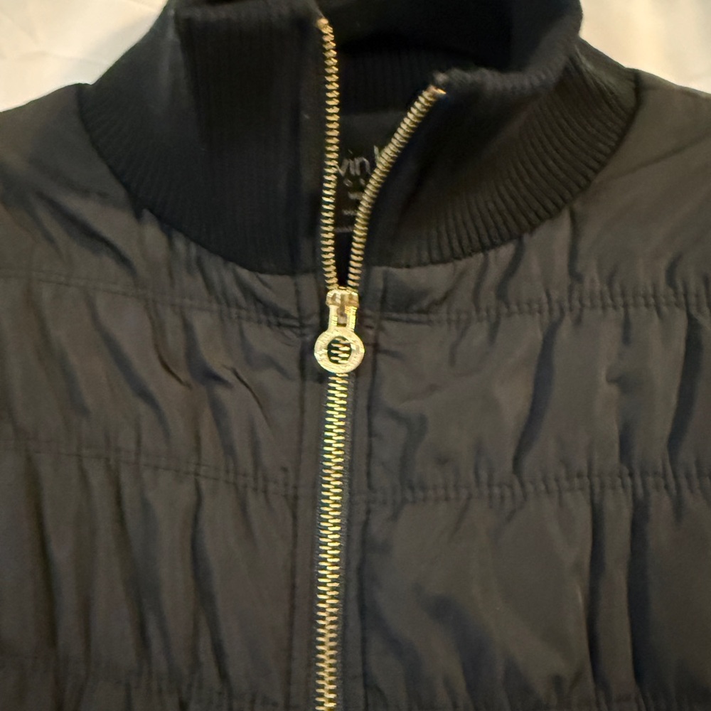 Calvin Klein Performance Black Puffer Vest Gold Zippers Size M - Picture 7 of 12